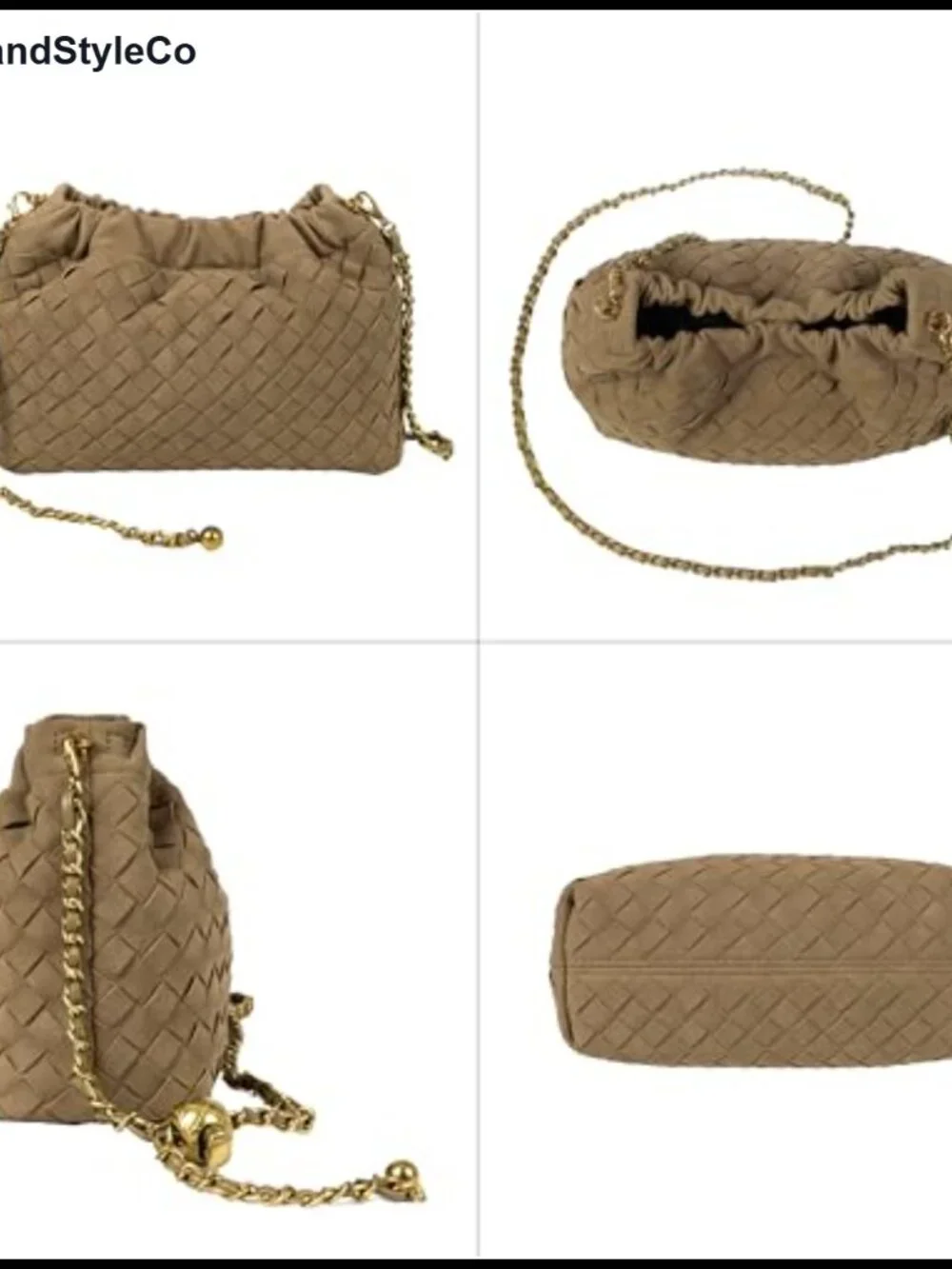 Woven Suede Vegan Leather Crossbody Hobo Bag with Adjustable Strap
